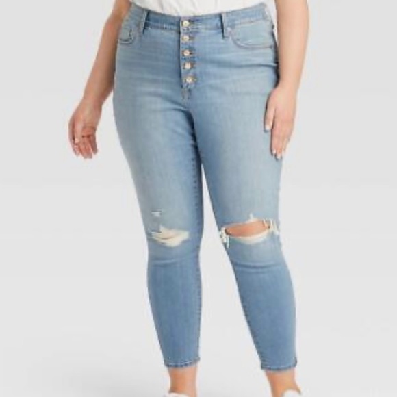 NEW Target Universal Thread High Rise Skinny Jeans Women’s SZ 22 Light Wash - Picture 1 of 11